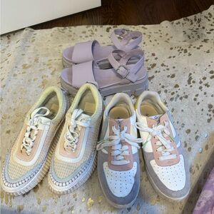 Lilac Sandals and Pastel Sneakers and sandals. Selling a bundle.